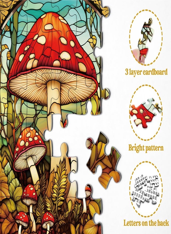 PPuzzling Vintage Mushroom Puzzles for Adults 1000 Pieces, Stained Glass Nature Plant Puzzles Impossible Art Puzzle, Hard Challenging Retro Forest Fungi Jigsaw Puzzle as Home Wall Art Decor - Image 4